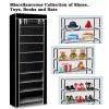 iMounTEK 10 Tiers DIY Shoe Cabinet Dustproof Easy Assemble Tidy Shoe Rack Non-Woven Fabric Holding 27 Pair Shoes Black