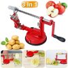 3In 1 Apple Peeler Manual Rotation Potato Fruit Core Slicer Kitchen Hand Cracking Corer w/ Zinc Alloy Peeler Suction Base