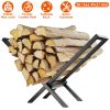 Firewood Log Rack 220LBS Steel Wood Lumber Storage Stacking Rack X Shape Storage Holder for Fireplace Firepit