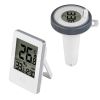 Wireless Floating Pool Thermometer With Easy Reading Digital Indoor Monitor IP68 Waterproof 196FT Transmission Range For Swimming Pool Ponds Aquarium