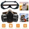 Respirator Mask Anti-Dust Industrial Gas Mask Paint Chemical Spray Protective Mask w/Goggles Dual Filter Cartridge