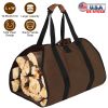 Firewood Carrier Bag with Handle Durable Wear-Resistant Fireplace Logs Holder Side Opening Wood Storage Carrying Bag For Indoor Fireplace Outdoor Camp