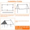 Waterproof Camping Tarp Kit Tent Canopy Awning Portable Rain Fly for Outdoor Picnic Hammock Hiking Backpacking Travelling UV Protection 9.84*9.84ft