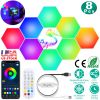 8Pcs Hexagon Light Panels RGBW Colorful Splicing Wall Lamps App Remote Line Control Timing Decorative Gaming Light Music Sync Lamps