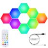 8Pcs Hexagon Light Panels RGBW Colorful Splicing Wall Lamps App Remote Line Control Timing Decorative Gaming Light Music Sync Lamps