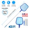 Swinging Pool Skimmer Cleaner Mesh Net Leaf Cleaning Scoop Pool Leaf Rake Debris Skimmer w/ Fine Mesh 4 Telescopic Pole Sections For Swimming Pools Ho