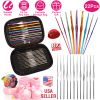 22Pcs Multi-Color Crochet Hook Needles Aluminum Handle Sewing Kit DIY Hand Knitting Craft Art Tools Weave Yarn Set 0.6mm-6.5mm w/ Storage Case