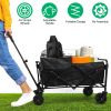 100L Collapsible Folding Wagon Cart With Adjustable Handle 220LBS Load Capacity Heavy Duty Foldable Utility Outdoor Wagon For Camping Shopping Garden