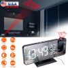 Projection Alarm Clock with Radio Function 7.5In Mirror LED Digital Alarm Clock w/ Dual Alarms 4 Dimmer 12/24 Hour USB Port