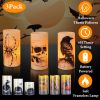 3 Pack Halloween Flameless Candle Lamp with Timer Setting Battery Operated Warm Orange Light Candles for Halloween Party Decoration Spider Crow Skull