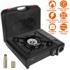 3300W Portable Camping Stove Butane Canister Dual Fuel Burner Piezo Electric Ignition Single Burner with Automatic Tank Ejection Overpressure Cut Off