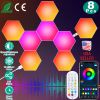 8Pcs Hexagon Light Panels RGBW Colorful Splicing Wall Lamps App Remote Line Control Timing Decorative Gaming Light Music Sync Lamps