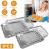 2Pcs Air Fryer Basket Tray 15.35x11.61in Stainless Steel Rustproof Non-Stick Oven Pan and Tray For Bake Grill Crispy Food Dishwasher Safe