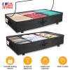 2Pcs Under Bed Storage Container With Lockable Wheels Dividers Label Dustproof Clear Lid Strap Handles Rolling Under Bed Metal Drawer for Clothes Shoe