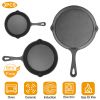 3Pcs Pre-Seasoned Cast Iron Skillet Set 6/8/10in Non-Stick Oven Safe Cookware Heat-Resistant Frying Pan