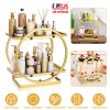 2 Tier Makeup Organizer for Vanity Gold Perfume Organizer for Dresser Carbon Steel Kitchen Bathroom Countertop Organizer Cosmetic Display Trays Servin