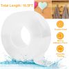 16.5FT Nano Double Sided Adhesive Tape Washable Traceless Removable Reusable Sticky Tape Silicone Clear Gel Grip Transparent Tape For Kitchen Office W