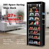 iMounTEK 10 Tiers DIY Shoe Cabinet Dustproof Easy Assemble Tidy Shoe Rack Non-Woven Fabric Holding 27 Pair Shoes Black