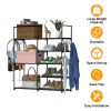 5 Tiers Plus 3 Tiers Shoe Rack Metal Shoe Storage Shelf Free Standing Shoe Stand 16+ Pairs Shoe Tower Unit Tall Shoe Organizer with 2 Row Hooks for En