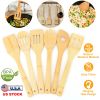 6Pcs Cooking Utensil Bamboo Wooden Spoons Spatula Kitchen Cooking Tools Nonstick Wooden Cookware Kitchen Gadgets