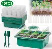 10Pcs Seed Starter Tray Kit Reusable Overall 120Cells Seeding Propagator Station Greenhouse Growing Germination Tray with Humidity Dome Label 2Pcs Gar