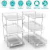 2 Packs 3 Tier Clear Bathroom Organizer with Drawers Dividers Pull-Out Pantry Organization Medicine Bins Slide-Out Storage Container Beauty Cabinet