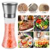 Stainless Steel Salt Pepper Grinder Tall Glass Sea Salt & Pepper Mill Shaker w/ Adjustable Coarseness