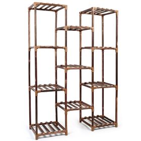 Multi-tier Wooden Plant Stand 11 Potted Flower Display Shelf Rack Vase Holder for Patio Balcony Garden