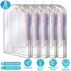 5 Pack 40In Garment Bag for Hanging Clothes Dustproof Waterproof Hanging Clothes Storage Bag Clear Transparent Suits Cover for Sweater Jacket Coat Dre