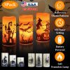 3 Pack Halloween Flameless Candle Lamp with Timer Setting Battery Operated Warm Orange Light Candles for Halloween Party Decoration Witch Bat Castle