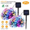 2Pcs Solar Powered String Lights 50LED Beads Fairy Sakura Flower Blossom Lights IP65 Waterproof Colorful Decorative Party Christmas Tree Lamps w/ 8 Li