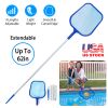 Swinging Pool Skimmer Cleaner Mesh Net Leaf Cleaning Scoop Pool Leaf Rake Debris Skimmer w/ Fine Mesh 4 Telescopic Pole Sections For Swimming Pools Ho