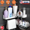 180° Rotatable Bathroom Corner Caddy Shelf No Drilling Wall-Mounted Storage Rack for Toiletries