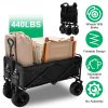 200L Collapsible Folding Wagon Cart With Drink Holders Adjustable Handle 440LBS Load Capacity Foldable Utility Outdoor Wagon With All-Terrain Wheels a