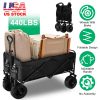 200L Collapsible Folding Wagon Cart With Drink Holders Adjustable Handle 440LBS Load Capacity Foldable Utility Outdoor Wagon With All-Terrain Wheels a