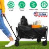 100L Collapsible Folding Wagon Cart With Adjustable Handle 220LBS Load Capacity Heavy Duty Foldable Utility Outdoor Wagon For Camping Shopping Garden