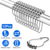 12 Sets of Shower Curtain Hooks Rustproof Stainless Steel Hooks for Shower Rods Smoothly Glide Hooks for Bathroom Bathtubs Closets Window Curtain