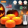 4 Pack Halloween LED Pumpkin Lights Battery Operated Halloween Decoration Lights with 2 Light Modes 4 Timer Setting Remorte Control for Party Pumpkin