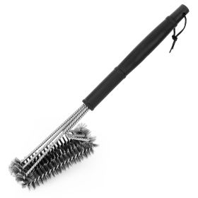 BBQ Grill Cleaning Brush Stainless Steel Barbecue Cleaner w/ 18in Suitable Handle Stiff Wire Bristles for Grill Cooking Grates