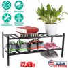 Bamboo Shoe Rack 2-Tier Stackable Shoe Shelf Free Standing Small Shoe Storage Organizer for Entryway Closet Bedroom Bathroom Living Room