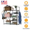 5 Tiers Plus 3 Tiers Shoe Rack Metal Shoe Storage Shelf Free Standing Shoe Stand 16+ Pairs Shoe Tower Unit Tall Shoe Organizer with 2 Row Hooks for En