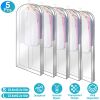 5 Pack 60In Garment Bag for Hanging Clothes Dustproof Waterproof Hanging Clothes Storage Bag Clear Transparent Suits Cover for Sweater Jacket Coat Dre