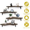 4Packs Corner Floating Shelf Wall Mount Display Storage Shelf Organizer Wood Metal Bedroom Living Room Décor