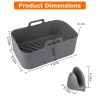 Reusable Air Fryer Silicone Pot Rectangle Replacement of Parchment Liners 2 Basket Pans with 1 Pair of Mittens for 6-8 Quart Oven Air Fryer