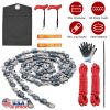 55in 68 Sharp Teeth Hand Rope Chainsaw Kit Blades on Both Side High Tree Limb Rope Saw with 196in Ropes Folding Pocket Chainsaw Carabiner Glove Wood C