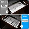 2Pcs Silverware Organizer Utensil Flatware Organizer Kitchen Drawer Silverware Storage Tray with Non-Slip 5 Compartments For Cutlery Spoon Fork