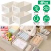 4Pcs Foldable Linen Clothing Storage Bin with Visible Clear Window Convenient Handle Multipurpose Collapsible Storage Basket Closet Fabric Container F