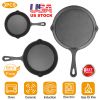 3Pcs Pre-Seasoned Cast Iron Skillet Set 6/8/10in Non-Stick Oven Safe Cookware Heat-Resistant Frying Pan