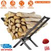 Firewood Log Rack 220LBS Steel Wood Lumber Storage Stacking Rack X Shape Storage Holder for Fireplace Firepit