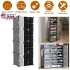 8-Tier Shoe Rack Organizer Stackable Free Standing Shoe Storage Shelf Plastic Shoe Cabinet Tower with Transparent Doors for Heels Boots Slippers Entry